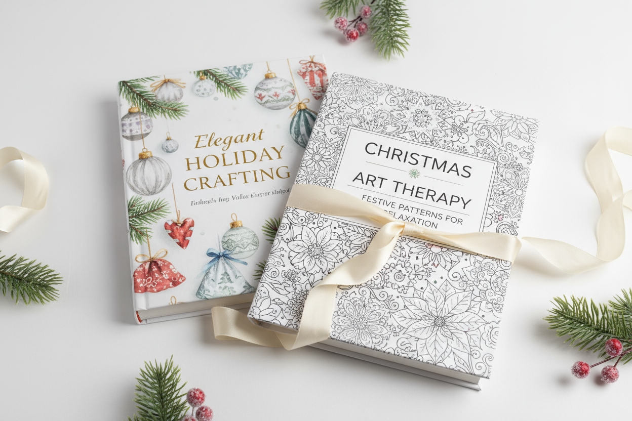 2 book set featuring 2 Christmas craft and art inspired themes for adults