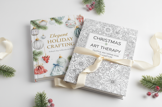 2 book set featuring 2 Christmas craft and art inspired themes for adults 